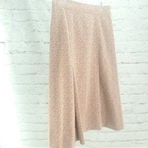 Vintage Womens Light Beige Geometric Flat Front Side Zip Handmade A Line Skirt
